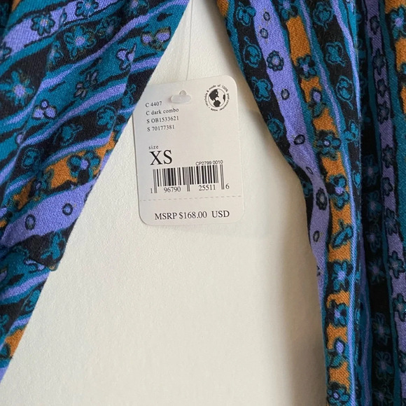 NWT Free People phoebe printed jersey maxi wrap dress in multi Size XS - Picture 12 of 12